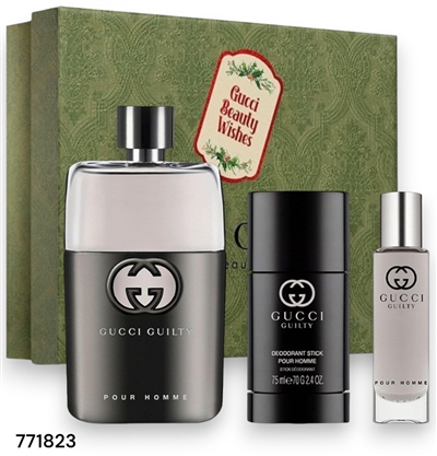 771823 GUCCI GUILTY POUR HOMME 3 PCS GIFT SET 3.0 OZ