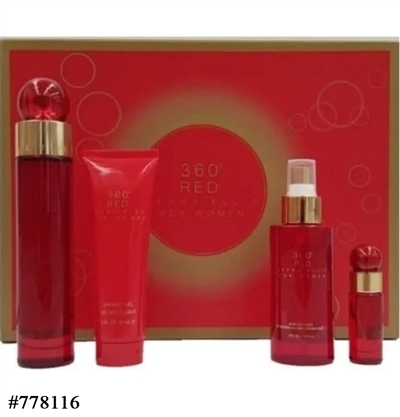 778116 PERRY ELLIS 360 RED 4PC GIFT SET 3.4 OZ